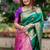 Green color banarasi katan silk zari weaving pattu saree
