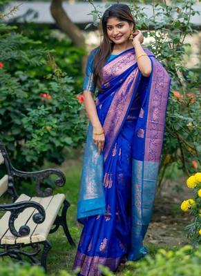 banarasi katan silk blend zari weaving pattu saree 1