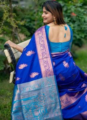 banarasi katan silk blend zari weaving pattu saree 2