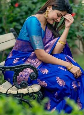 banarasi katan silk blend zari weaving pattu saree 3