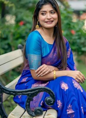 banarasi katan silk blend zari weaving pattu saree 4