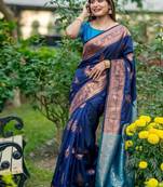 Morpeach color banarasi katan silk blend zari weaving pattu saree