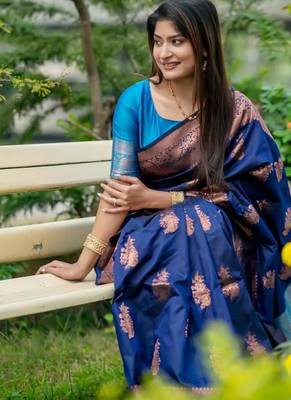Morpeach color banarasi katan silk blend zari weaving pattu saree 3