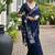 Navy blue color linen jute silk zari weaves saree with blouse