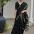 Black color linen jute silk zari weaves saree with blouse