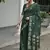 Green color linen jute silk zari weaves saree with blouse