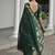 Green color linen jute silk zari weaves saree with blouse