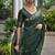 Green color linen jute silk zari weaves saree with blouse