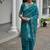 Sea green color linen jute silk zari weaves saree with blouse