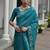 Sea green color linen jute silk zari weaves saree with blouse