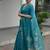 Sea green color linen jute silk zari weaves saree with blouse