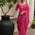 Pink color linen jute silk zari weaves saree with blouse