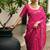 Pink color linen jute silk zari weaves saree with blouse