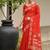 Red color linen jute silk zari weaves saree with blouse