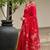 Red color linen jute silk zari weaves saree with blouse