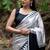 Silver original japan devsena satin saree japan satin digital print blouse