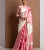 Baby pink original japan devsena satin saree japan satin digital print blouse