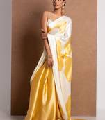 Yellow original japan devsena satin saree japan satin digital print blouse