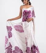 White original japan devsena satin saree japan satin digital print blouse