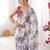 white silk blend digital printed saree with swarovski diamond work & blouse piece