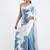 Aqua blue original japan devsena satin saree japan satin digital print blouse