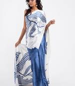 Aqua blue original japan devsena satin saree japan satin digital print blouse