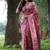 Pink color tussar silk unique print zari weaving border saree