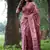Pink color tussar silk unique print zari weaving border saree