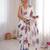 white silk blend digital printed saree with swarovski diamond work & blouse piece