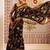 Black original japan devsena satin saree japan satin digital print blouse