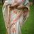 White & orange color muga cotton jamdani contrast weaving saree