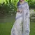 White & blue color muga cotton jamdani contrast weaving saree