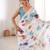 white silk blend digital printed saree with swarovski diamond work & blouse piece