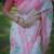 White & peach color muga cotton jamdani contrast weaving saree