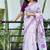White & purple color muga cotton jamdani contrast weaving saree