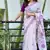 White & purple color muga cotton jamdani contrast weaving saree