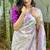 White & purple color muga cotton jamdani contrast weaving saree