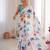 white silk blend digital printed saree with swarovski diamond work & blouse piece