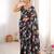 black silk blend digital printed saree with swarovski diamond work & blouse piece