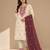 Elegant off-white embroidered kurta set with brown dupatta for women