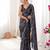 black silk blend digital printed saree with swarovski diamond work & blouse piece