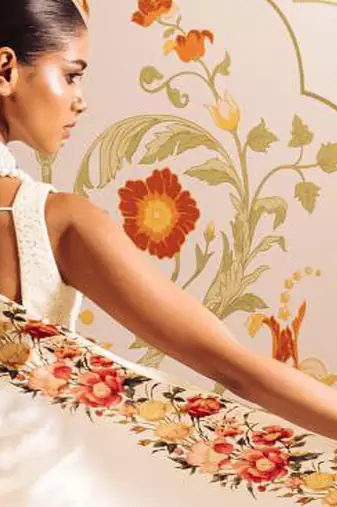 Cream original japan satin saree with digital print blouse