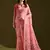 Pink color muga cotton flower weaving concept saree