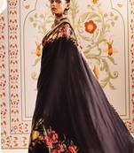 Black original japan devsena satin saree japan satin digital print blouse