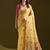 Yellow color muga cotton flower weaving concept saree