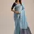 Firozi color muga cotton resham weaving concept saree