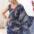 blue silk blend digital printed saree with swarovski diamond work & blouse piece