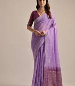 Levender color muga cotton resham weaving concept saree