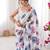 white silk blend digital printed saree with swarovski diamond work & blouse piece