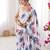 white silk blend digital printed saree with swarovski diamond work & blouse piece